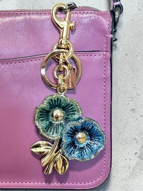 COACH Tea Rose Bag Charm Key Ring